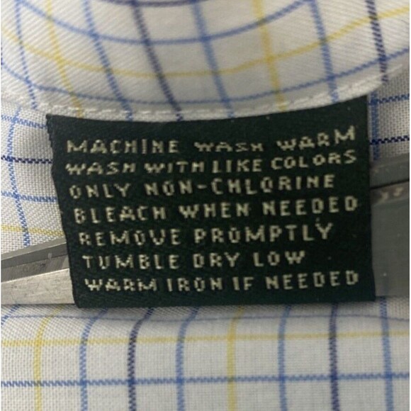 LAUREN RALPH LAUREN BUTTON DRESS SHIRT Sz 17 34/35 WHITE BLUE YELLOW SLIM FIT - Picture 4 of 4